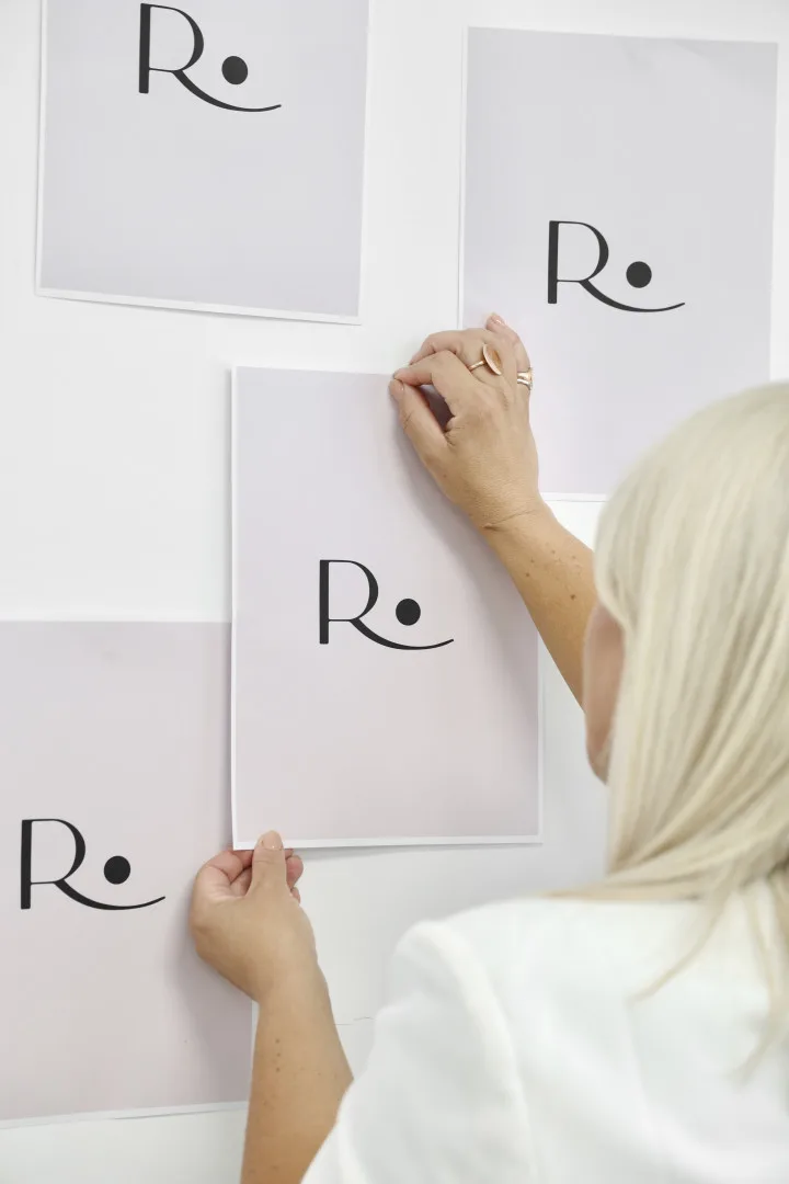 Runway branding pinned up at the hair and beauty salon in Tamworth