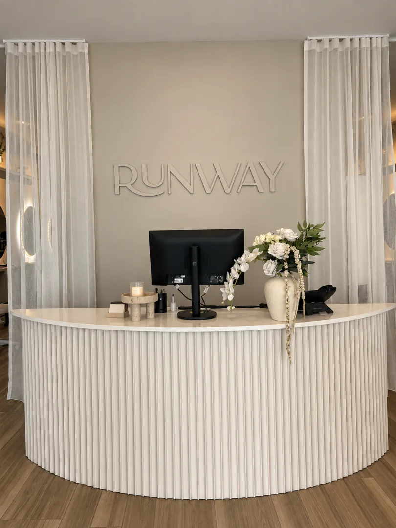 Front desk at Runway hair and beauty salon on Peel Street, Tamworth
